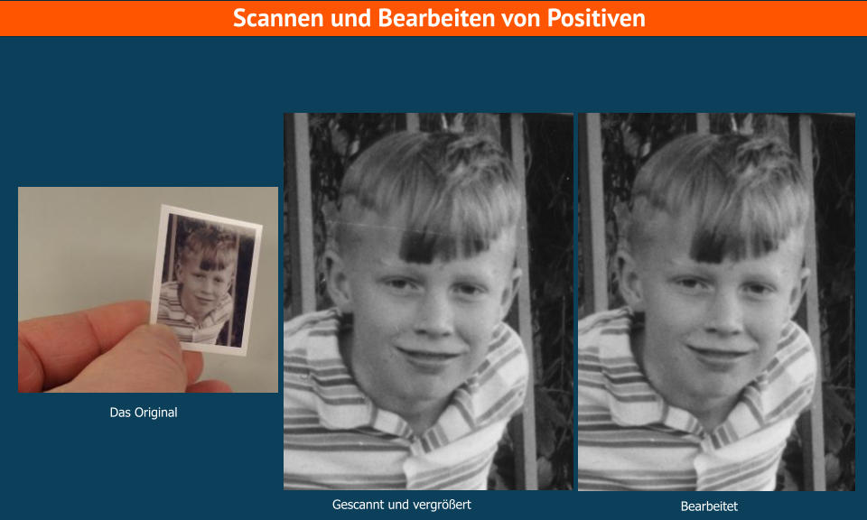 Scannen und Bearbeiten von Positiven Das Original Gescannt und vergrößert Bearbeitet